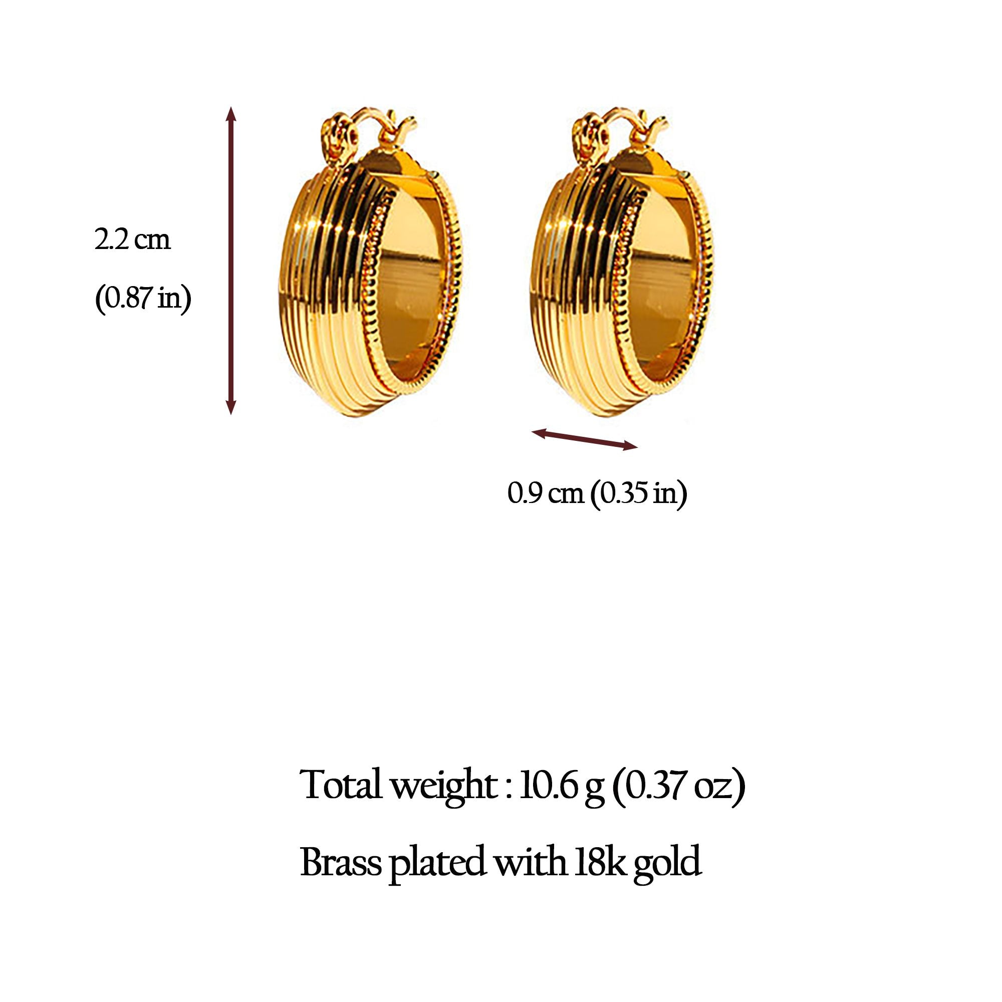 Women's Classic Striped Hoop Earrings - 2.2cm Diameter Hoops