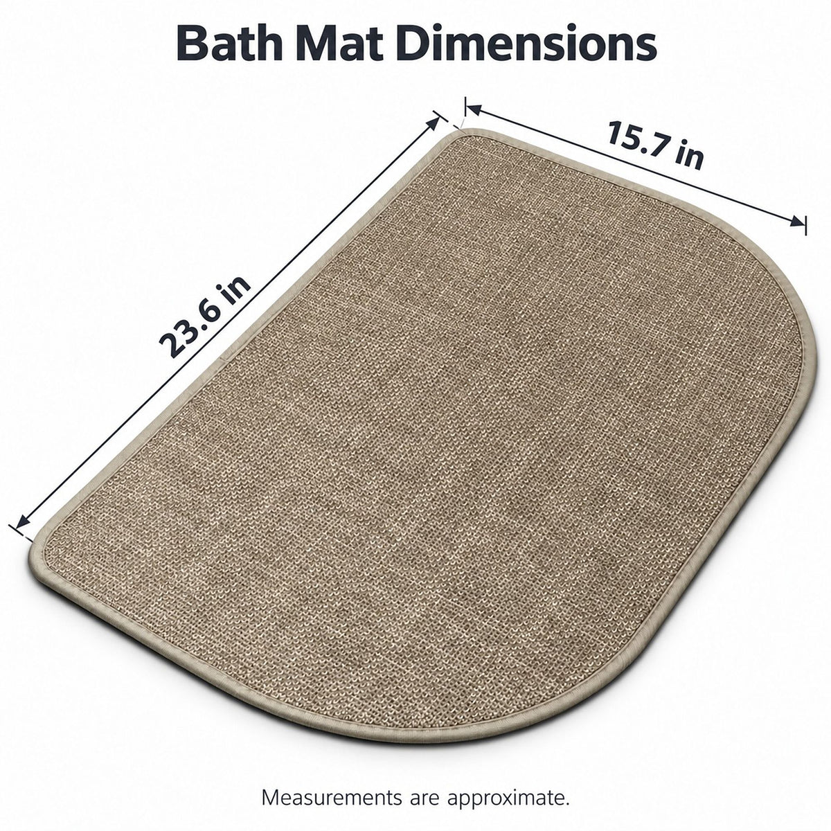 Absorbent Linen Look Bath Mat with Non Slip Backing