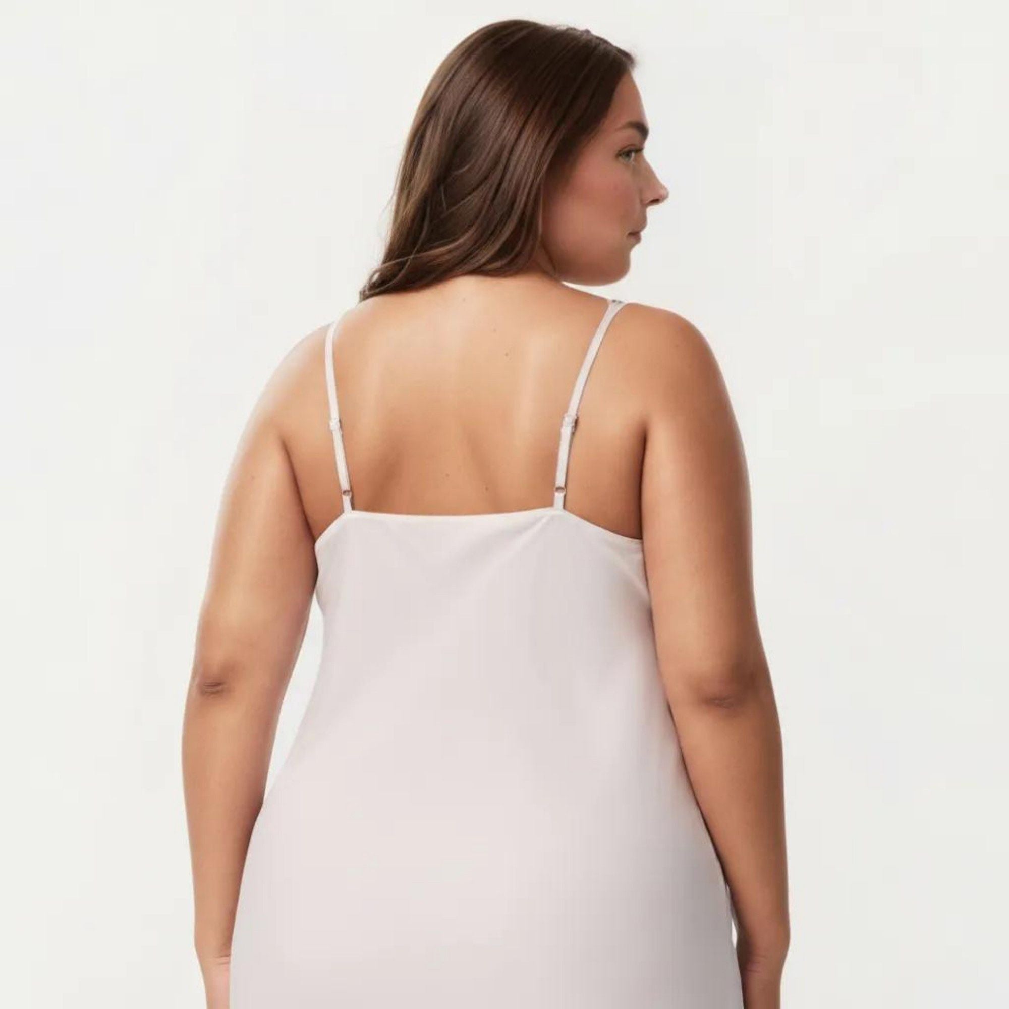 Anna-Kaci Lounge Women's Plus Size Satin Slip Nightgown with Adjustable Spaghetti Straps Midi Length Relaxed Fit Sleepwear Dress