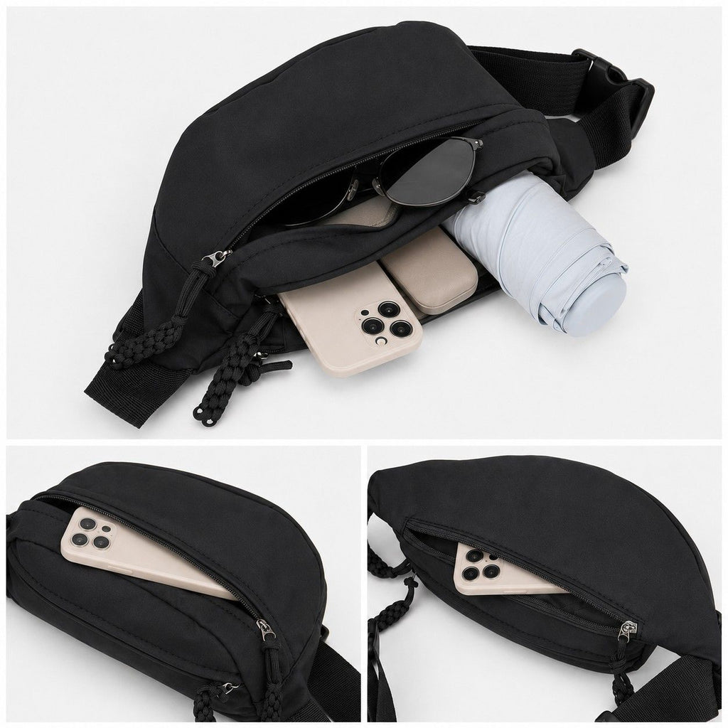 Crossbody Sling Bag with Adjustable Strap Zip Closure and Braided Pull