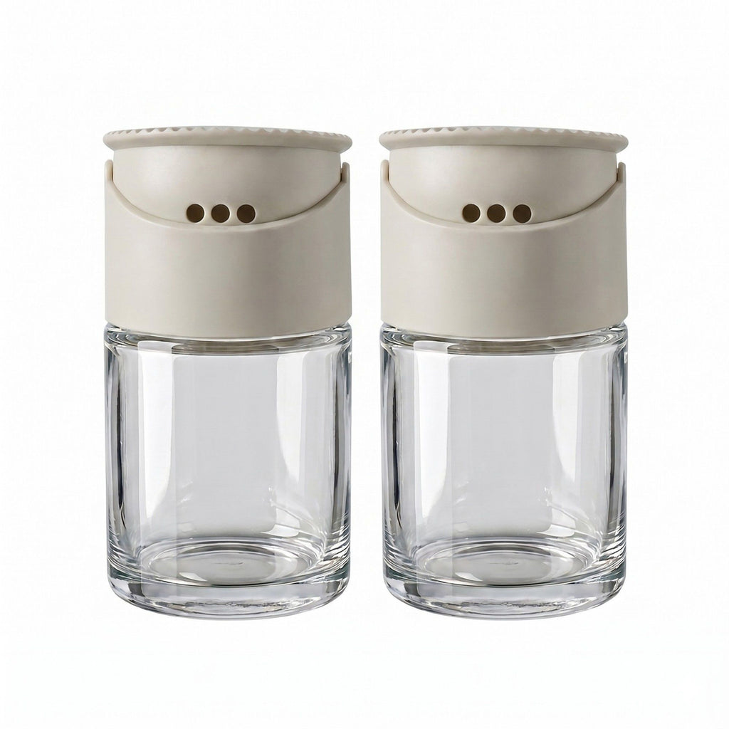 2-Piece Glass Spice Jar Set with Adjustable Shaker Lids