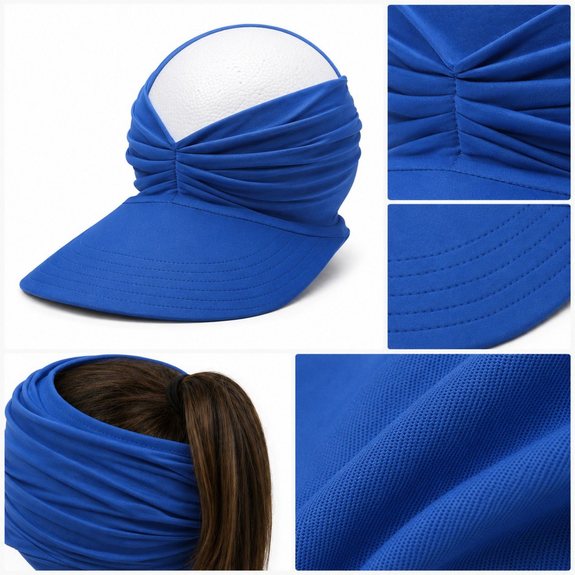 Pleated Visor - Lightweight Sport Sun Hat for Beach and Tennis