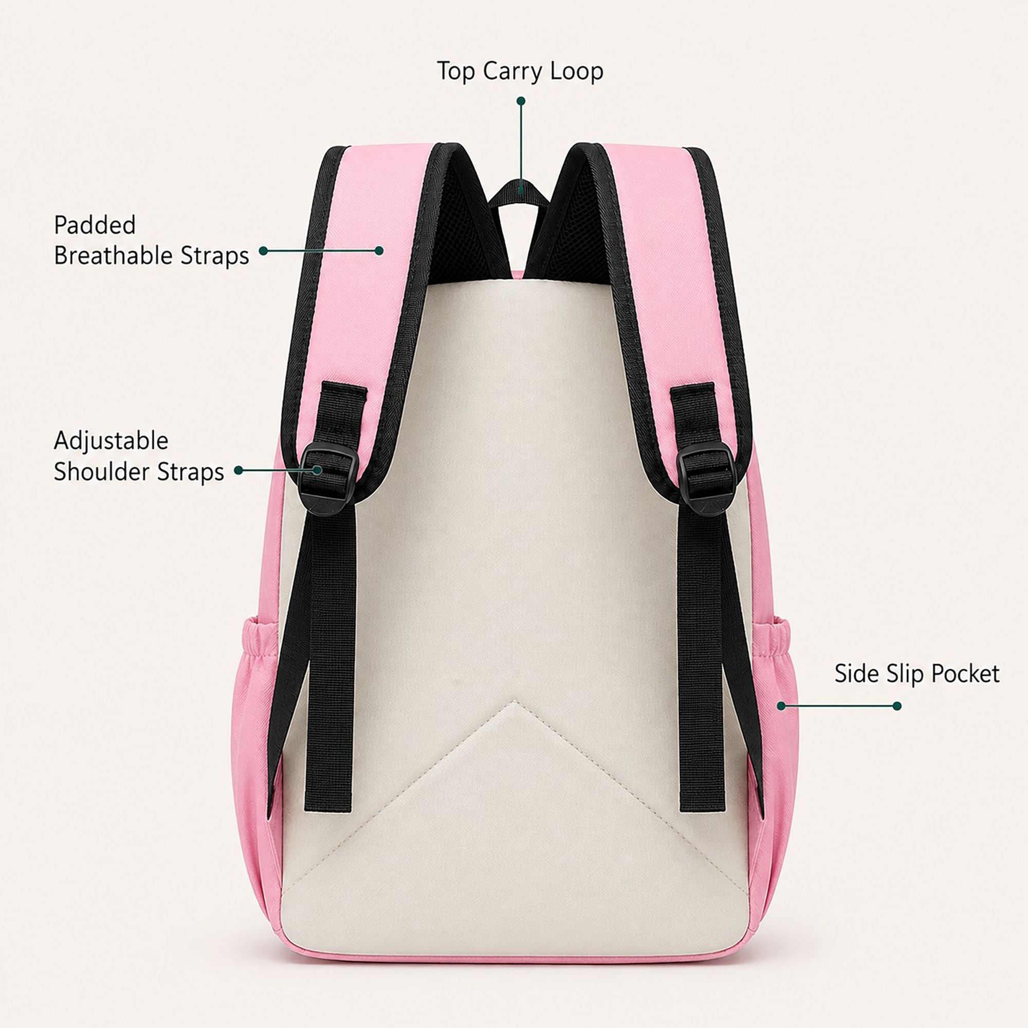 Colorblock School Backpack with Front Pocket and Adjustable Straps