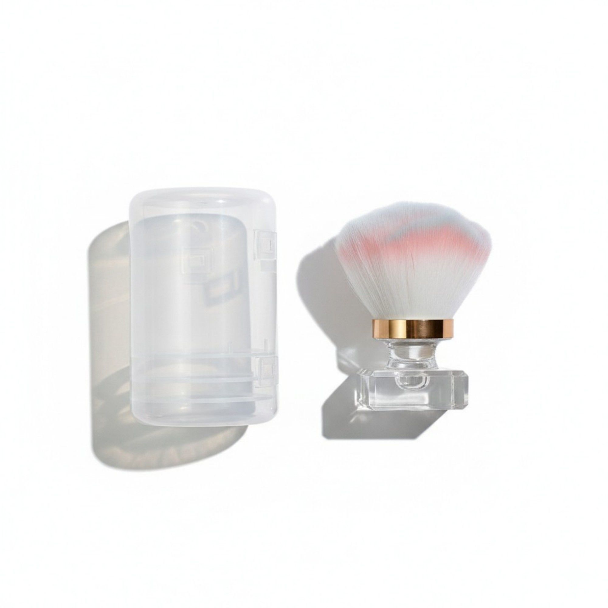 Soft Synthetic Nail Dust Cleaning Brush with Crystal Base and Protective Stand