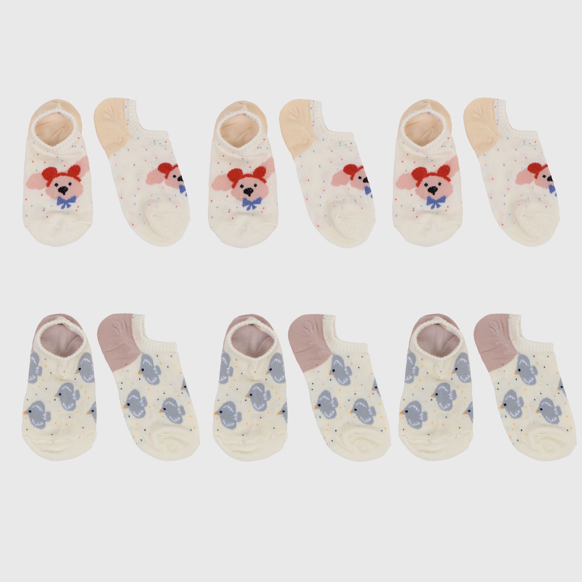 Anna-Kaci Women's Charming No Show Socks Seamless Toe Cotton 6Pk