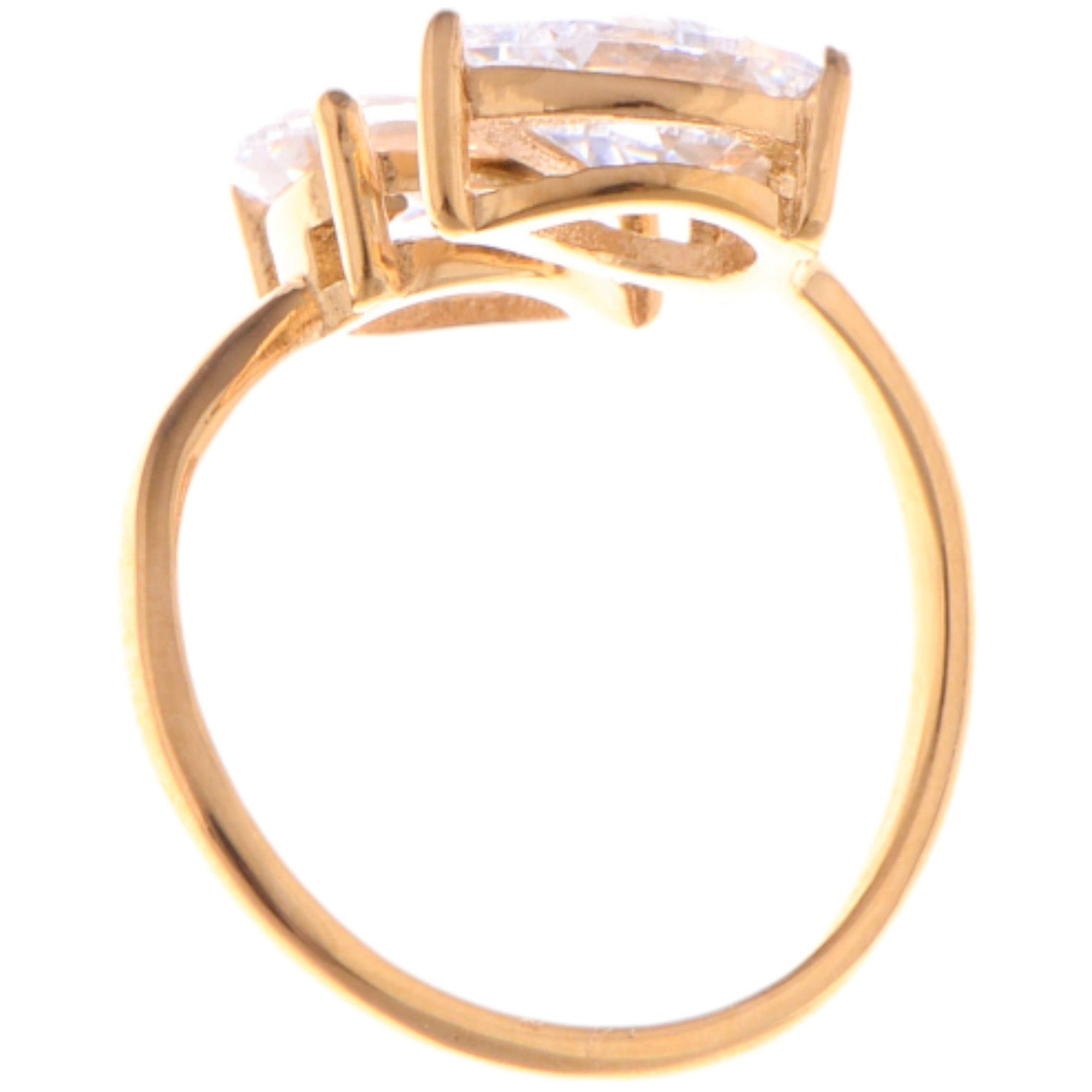 Anna-Kaci Gold-Plated Heart Drop Fashion Earrings with Crystal Stud Accents