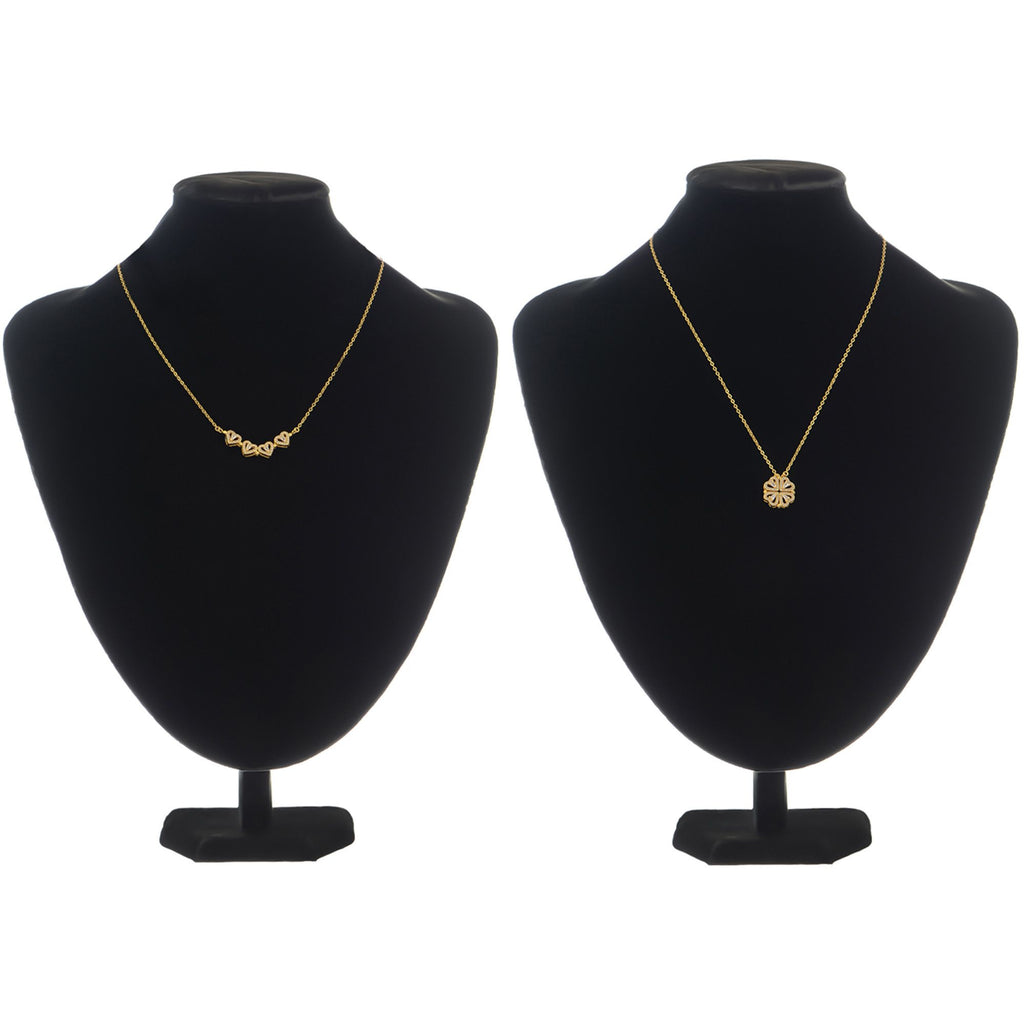 Crystal Heart Four-Leaf Clover Necklace with Matching Heart Chain Design