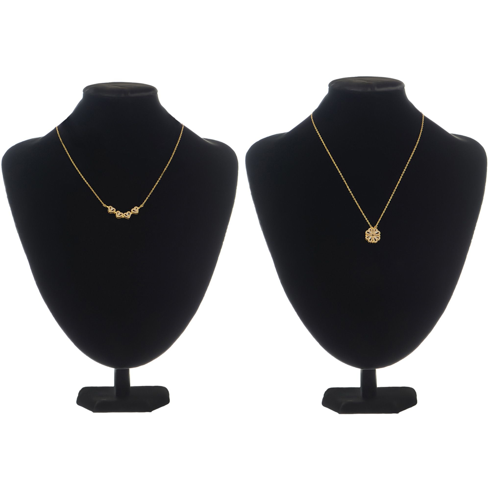 Crystal Heart Four-Leaf Clover Necklace with Matching Heart Chain Design