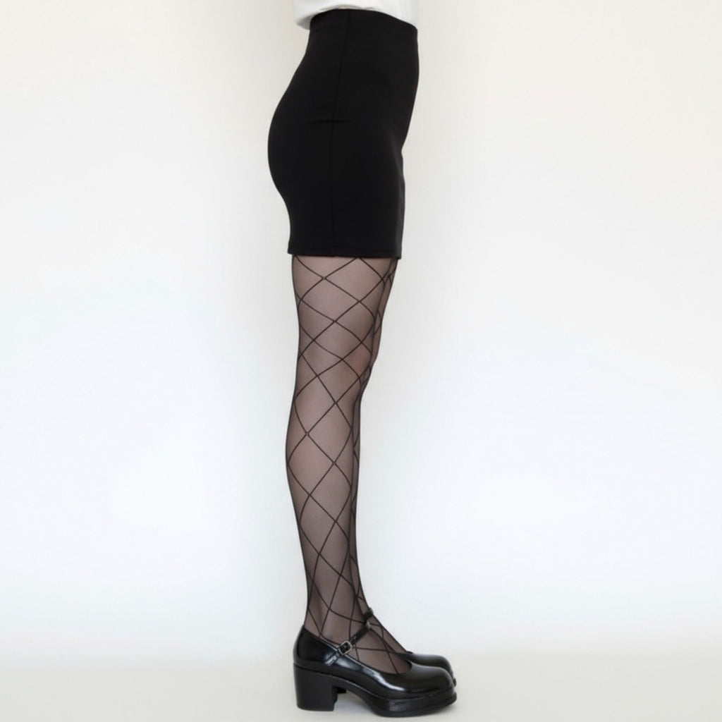 Anna-Kaci 2pcs Women's Sheer Diamond Pattern Thigh High Stockings with Soft Stretch Fit