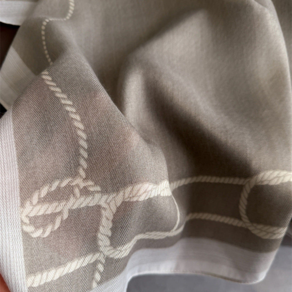 Anna-Kaci Women's Satin Square Scarf with Rope Chain Border Print 27x27in