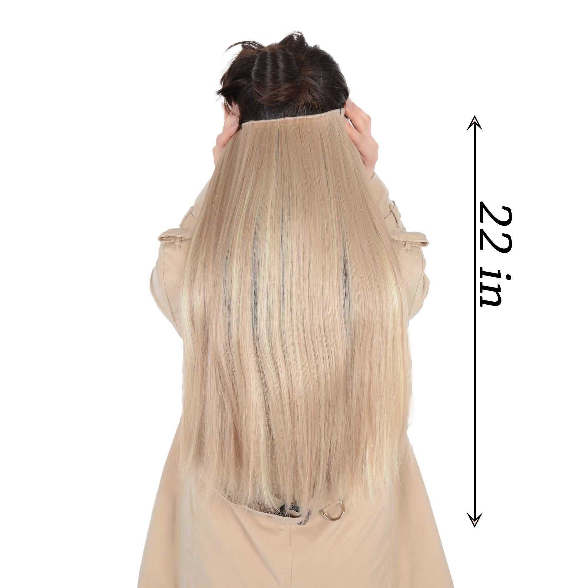 Longe Straight Natural Hair Extensions One Piece Invisible Wire Hair Extensions with Clip ins 22Inch for Women