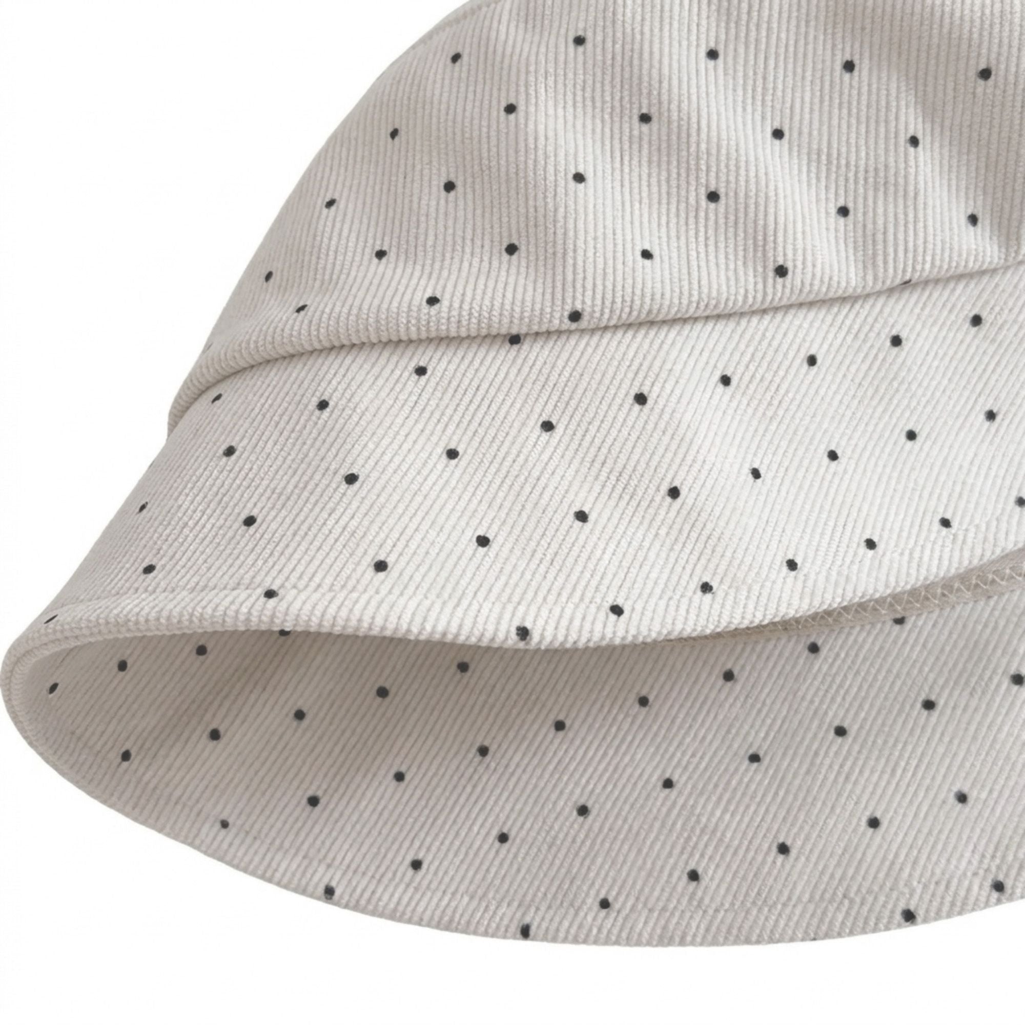 Polka Dot Corduroy Bucket Hat Wide Brim Tie Back Sun Hat