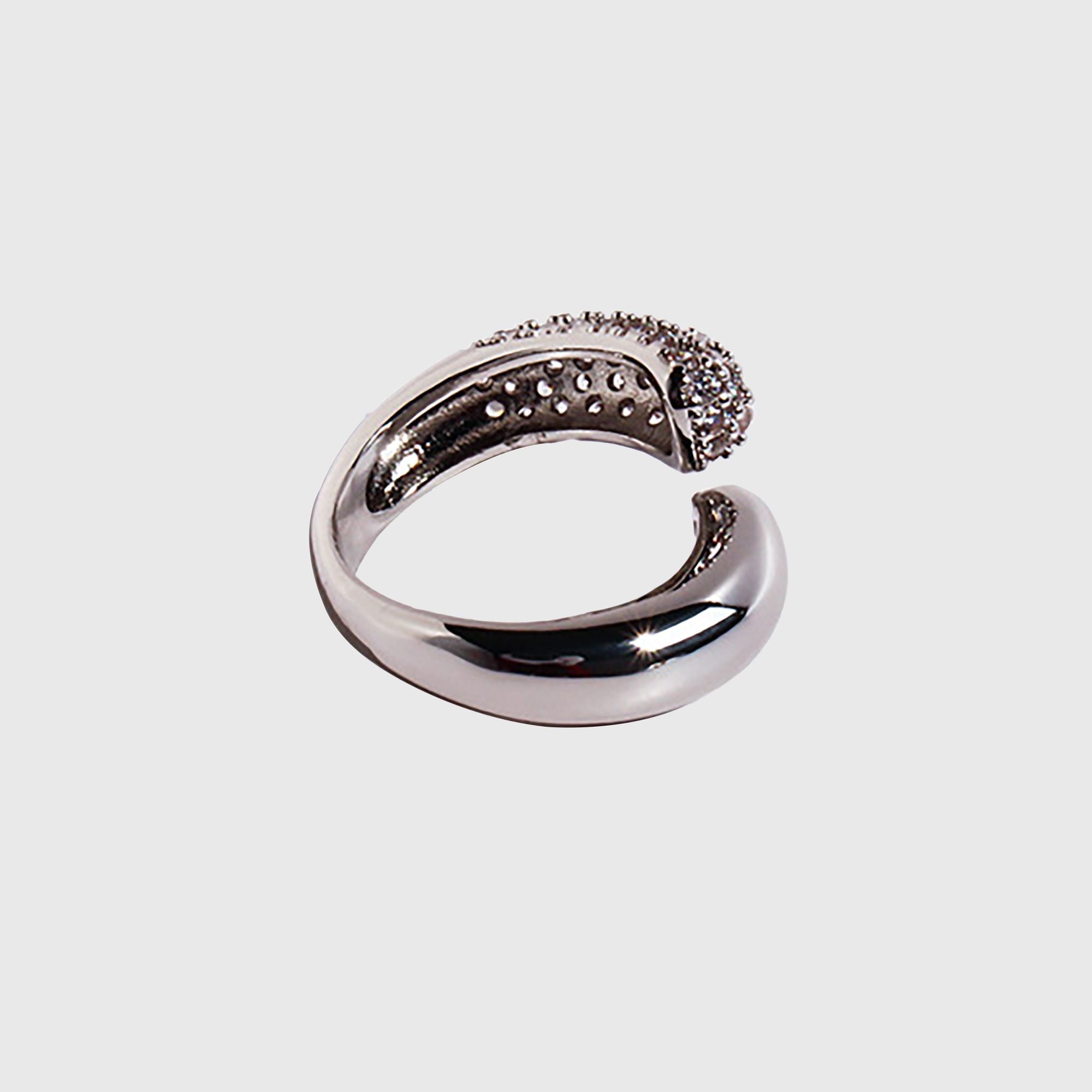 Women's Open Cuff Ring with Crystal Accents - Adjustable Luxury for Daily & Special Occasions