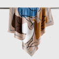 Anna-Kaci Women's Abstract Art Satin Square Scarf with Braided Border Trim 35.5x35.5in