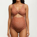Anna-Kaci Swim Women's Polka Dot Print Cutout Maternity Swimsuit with Knot Front Detail