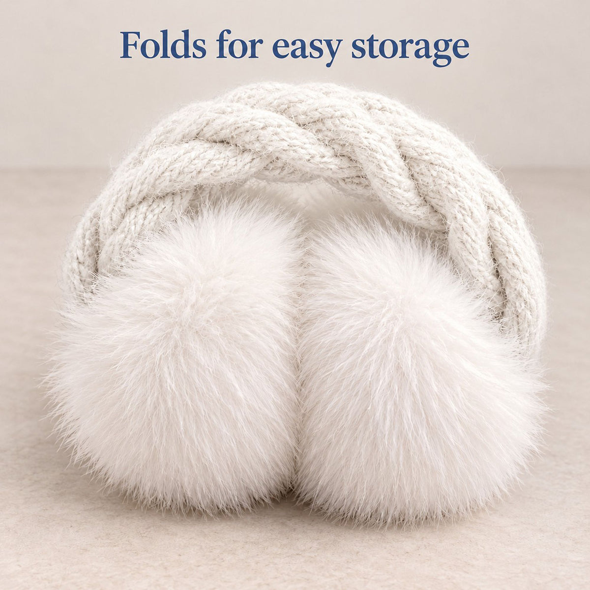 Cable Knit Foldable Winter Earmuffs with Plush Ear Covers