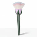 Flower-Shaped Soft Face Powder Brush with Sculpted Handle and Decorative Design