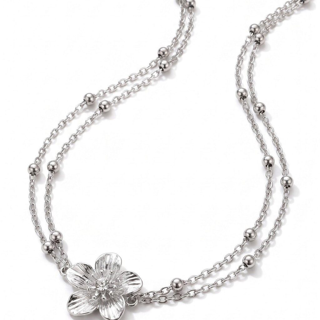 Single Floral Layered Beaded Metal Waist Chain Adjustable Minimalist Statement Waist Jewelry 43.3in
