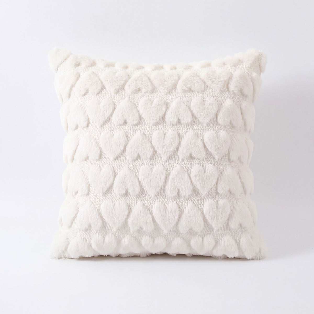 Plush Heart Textured Throw Pillow Cover Soft Fuzzy Decorative Cushion Cover for Sofa Bed Chair