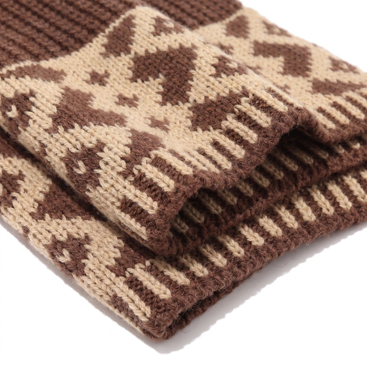 3 Piece Knit Winter Hat Scarf and Gloves Set with Geometric Pattern