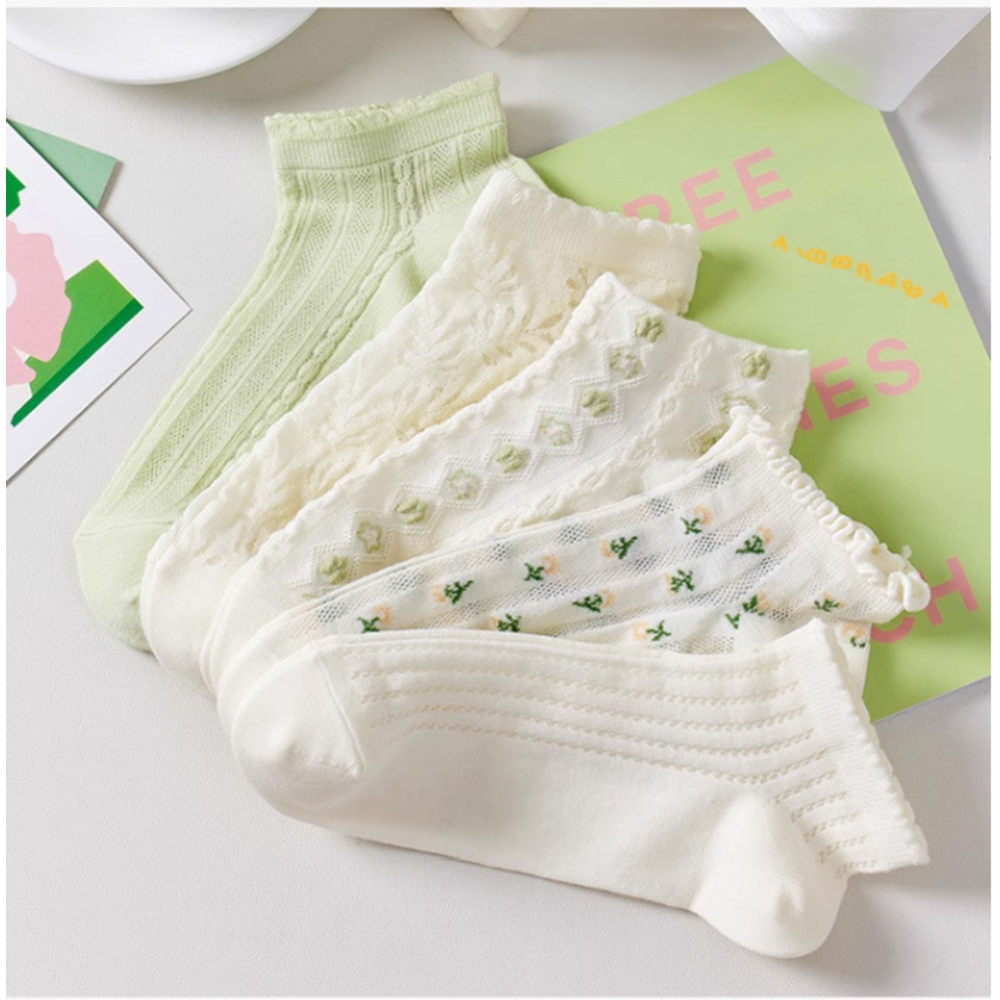Anna-Kaci Women's 3-Pack Minimalist Knit Ankle Socks Mixed Pattern Design Soft Cotton Low-Cut Style