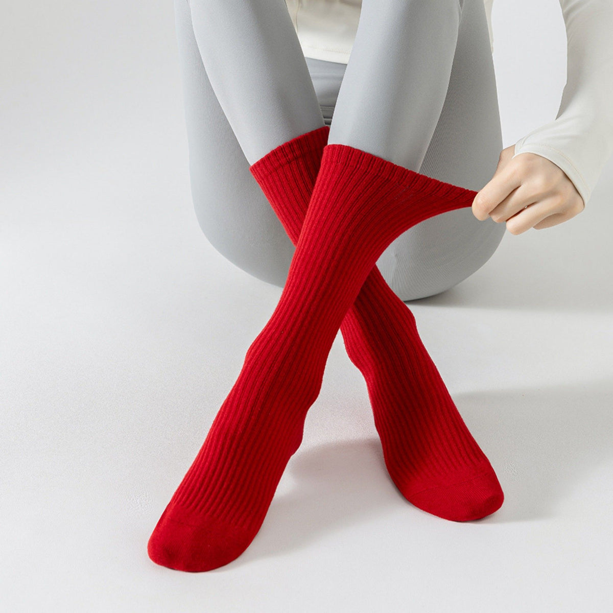 Grip Crew Socks 2 Pair Pack Ribbed Stripe Design