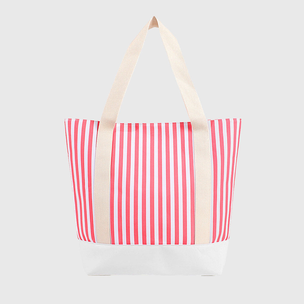 Anna-Kaci Women's Striped Canvas Tote Bag - Large Capacity Beach and Shopping Shoulder Bag