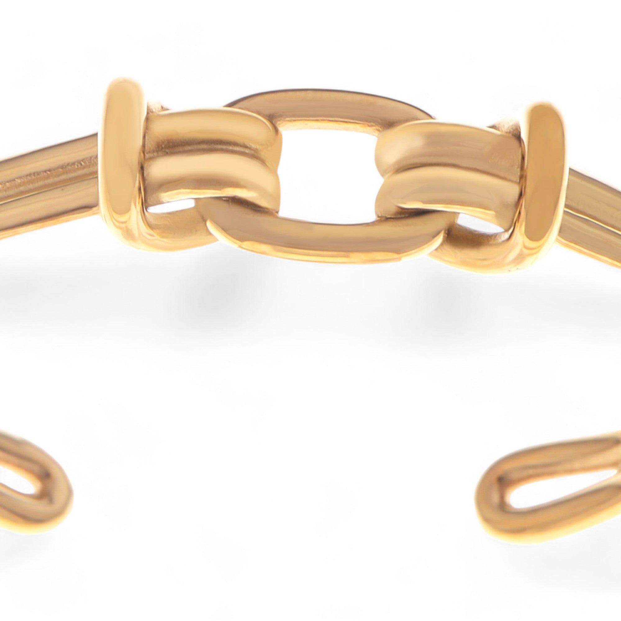 Women's Gold Tone Chain Link Open Cuff Fashion Bracelet Minimalist Modern Style