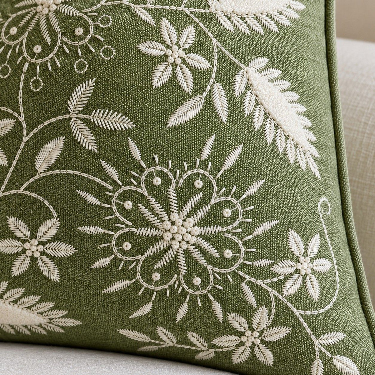 2 Pack Embroidered Floral Throw Pillow Covers 18 x 18 and 12 x 20 Inch