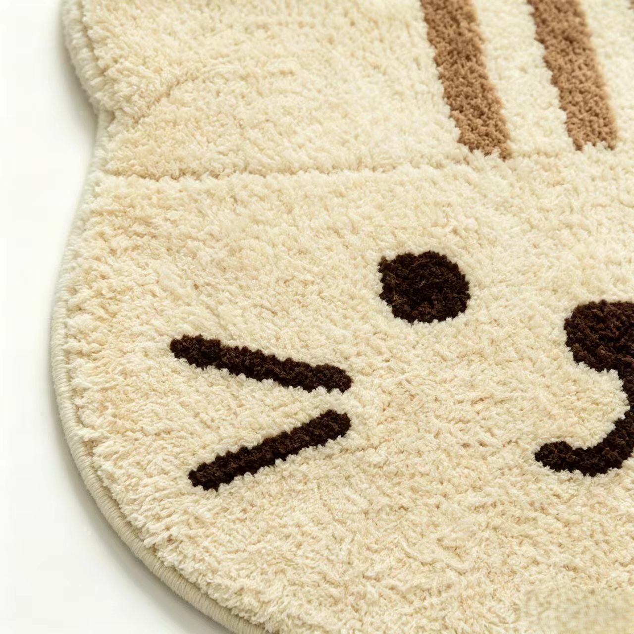 Cute Cat Head Shaped Bathroom Floor Mat Soft Water Absorbent with Anti-Slip Base