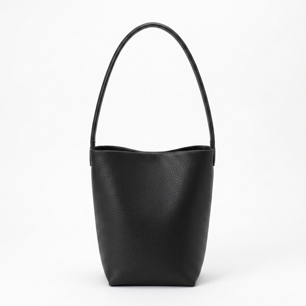 Textured Bucket Shoulder Bag with Long Strap and Soft Structured Silhouette 8.5x6.7x2.5in