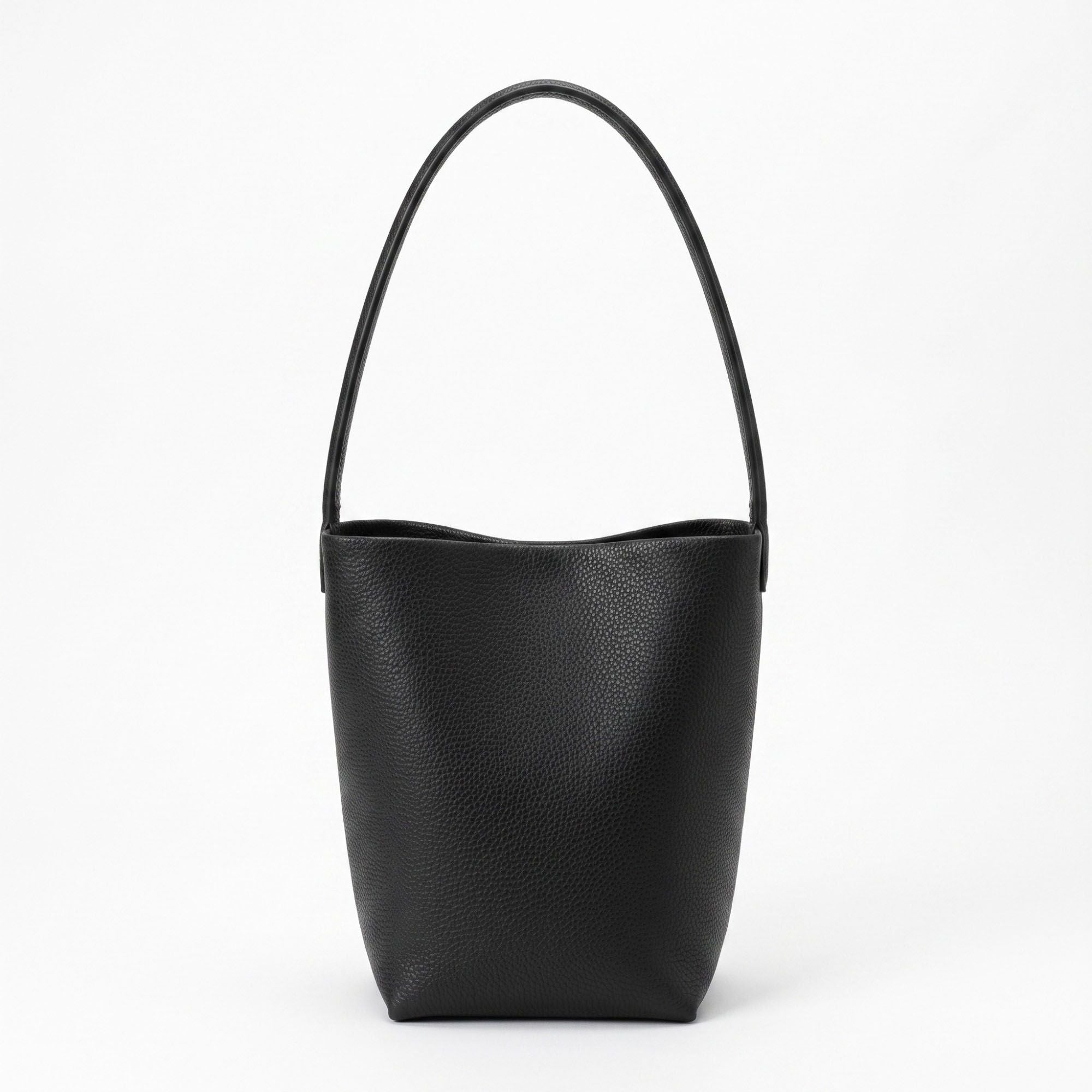 Textured Bucket Shoulder Bag with Long Strap and Soft Structured Silhouette 8.5x6.7x2.5in