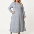 Anna-Kaci Women's Plus Size Long Sleeve Hooded Maxi Dress with Relaxed Fit Silhouette and Soft Flowy Hem
