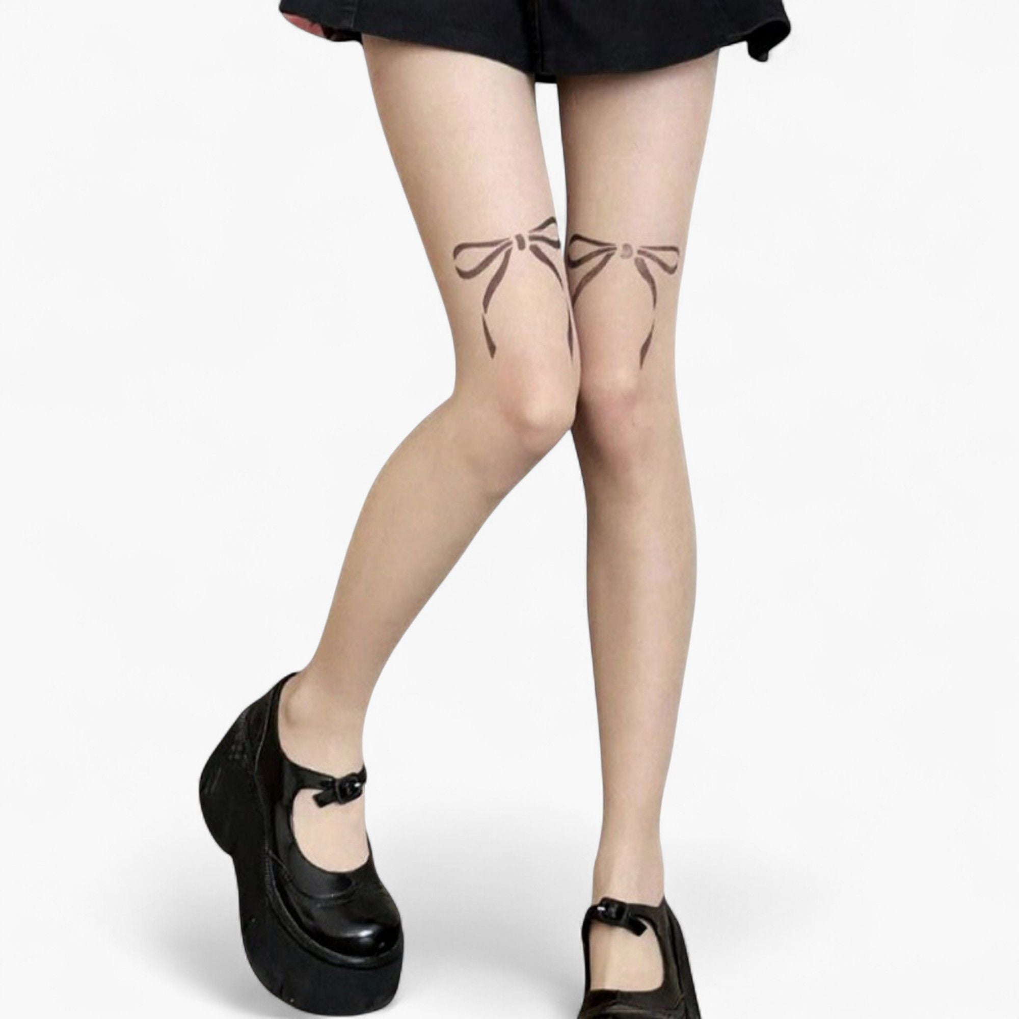 Anna-Kaci Women's Sheer Tights with Bow Print Design and Lightweight Stretch Fit