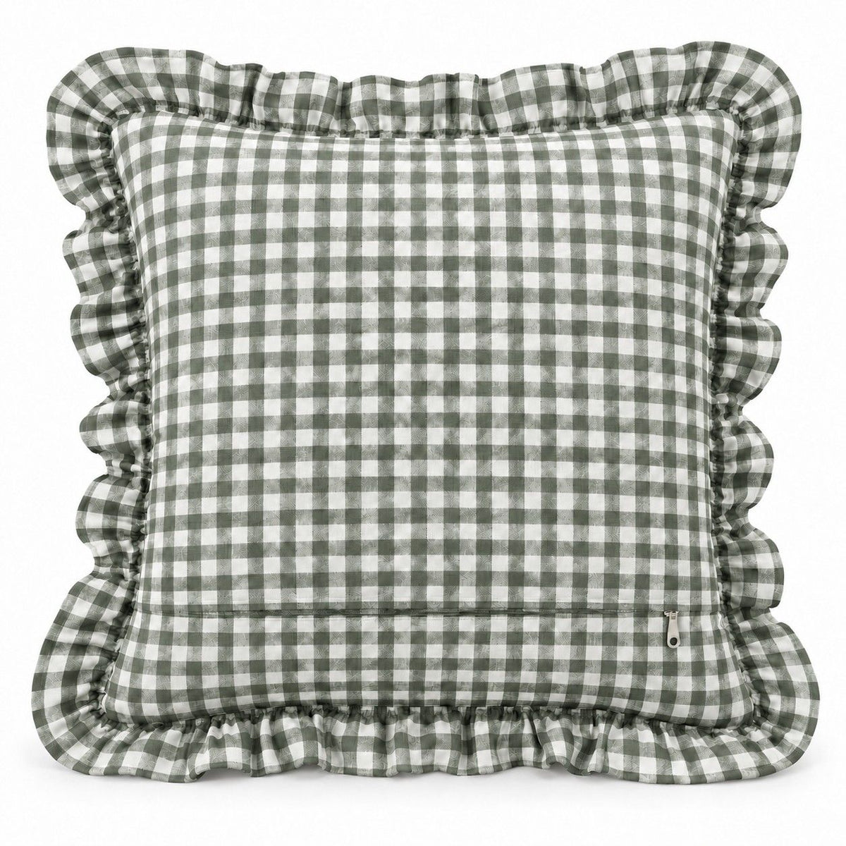 2 Pack Gingham Check Ruffle Throw Pillow Covers 18 x 18 Inch