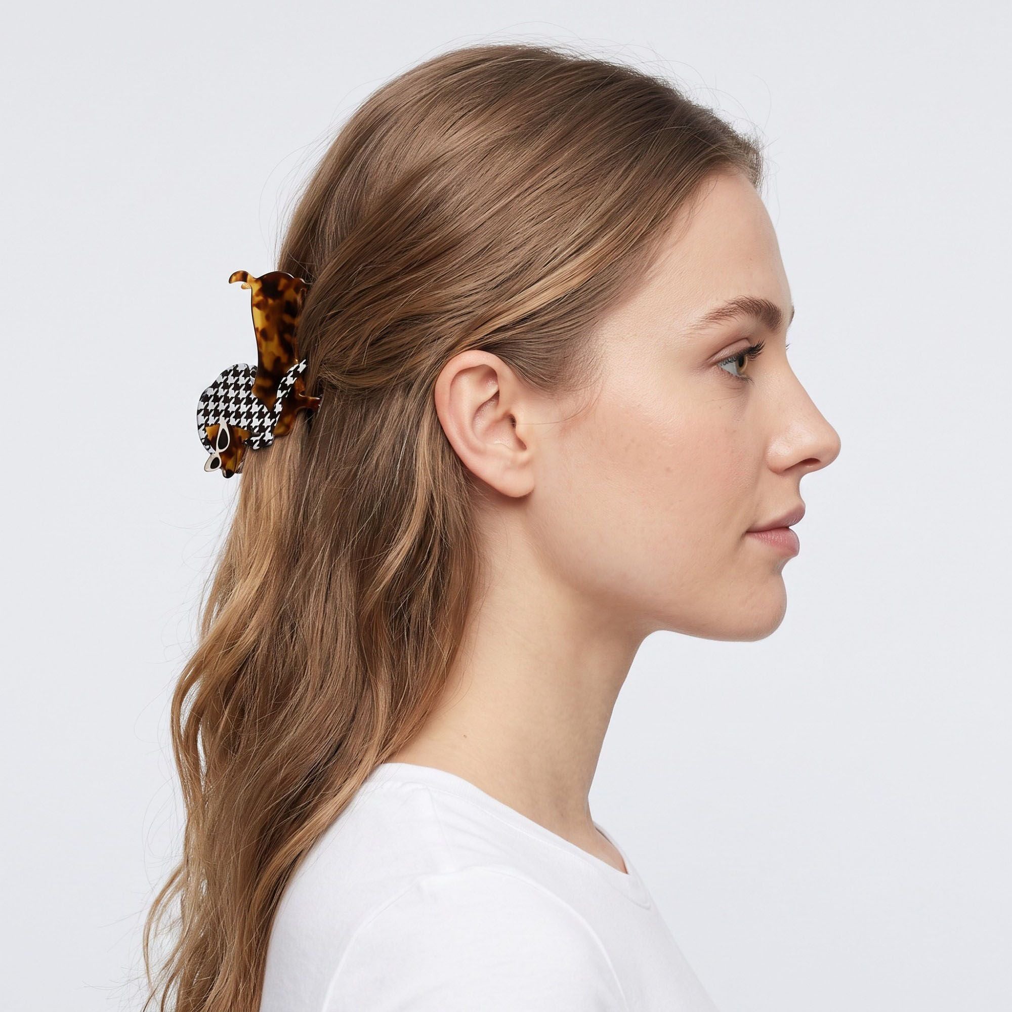 3pc Dachshund Dog Hair Claw Clip Set Tortoiseshell Pattern Hair Accessories
