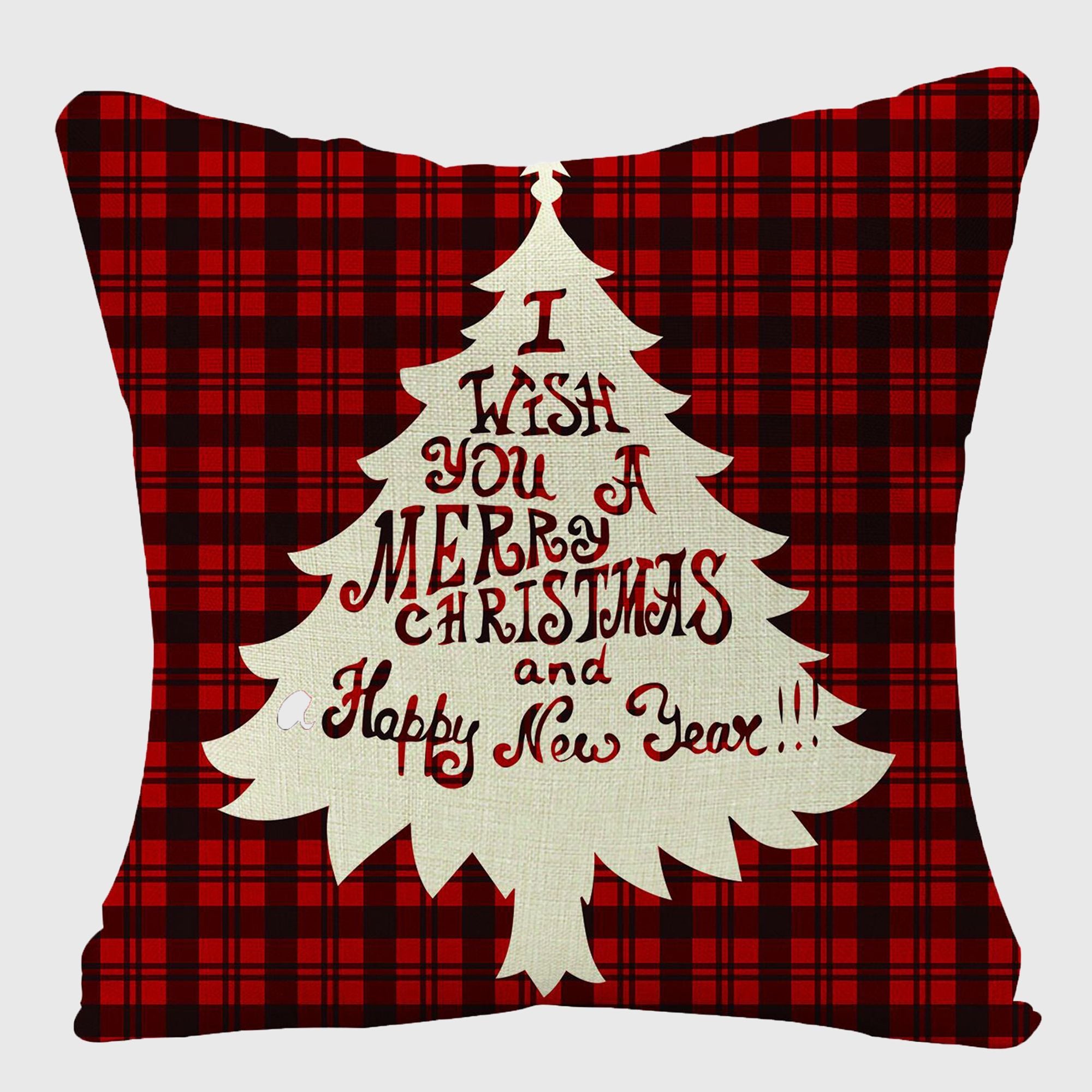 Anna-Kaci Christmas Gingham Throw Comfortable Pillow Cover 18x18in