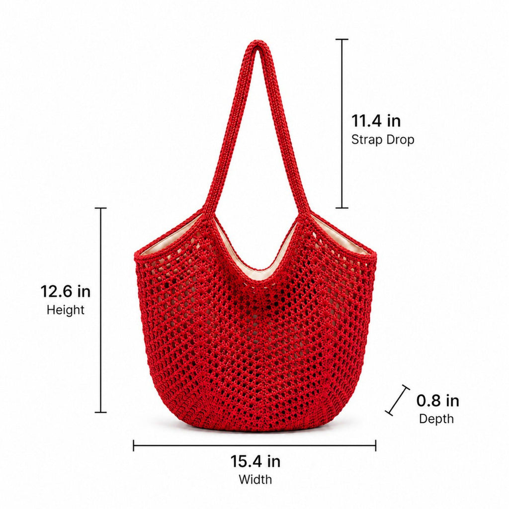 Woven Shoulder Bag - Lightweight Summer Tote for Beach and Vacation