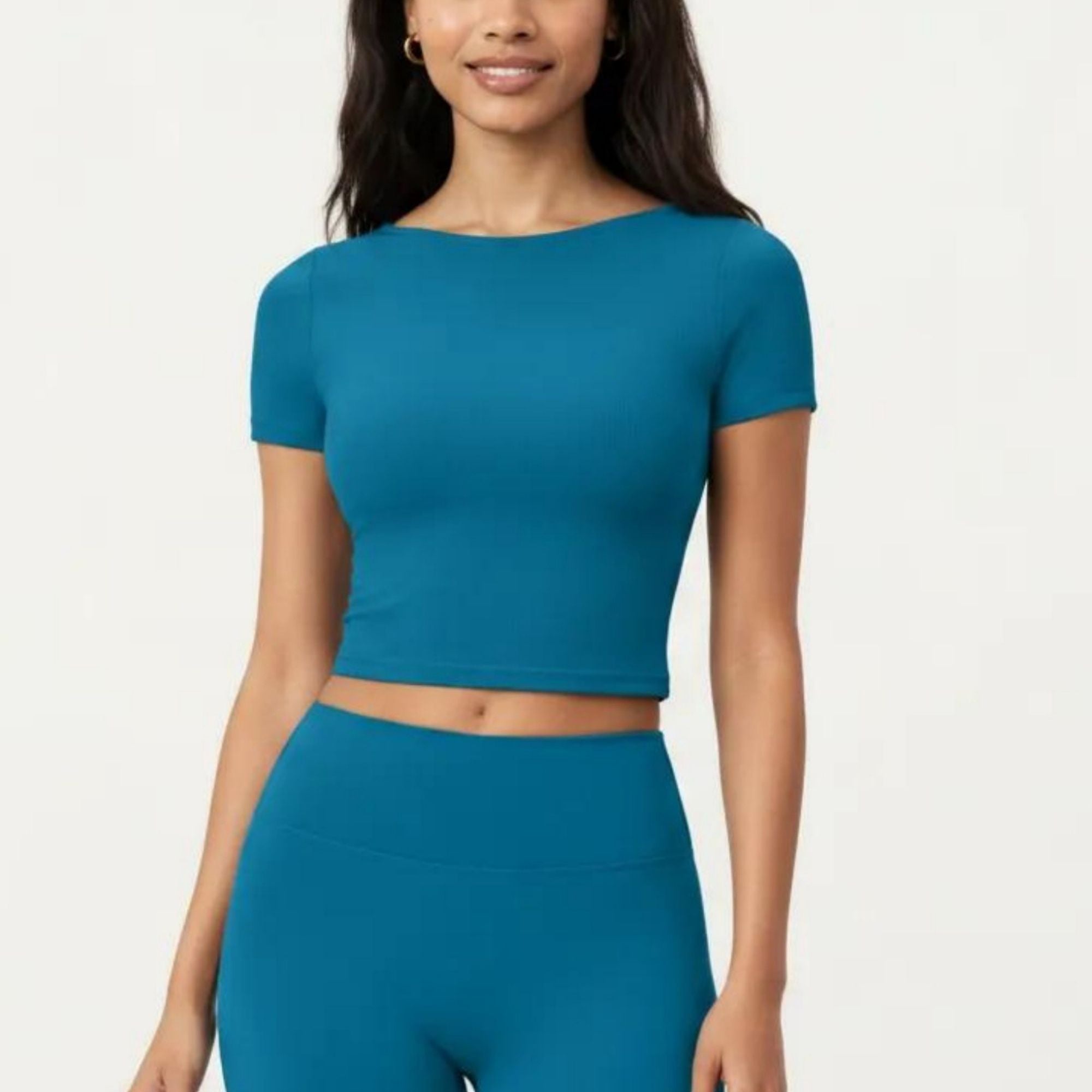 Anna-Kaci Active Women's Short Sleeve Cropped Active Top with Crew Neck and Smooth Stretch Fit