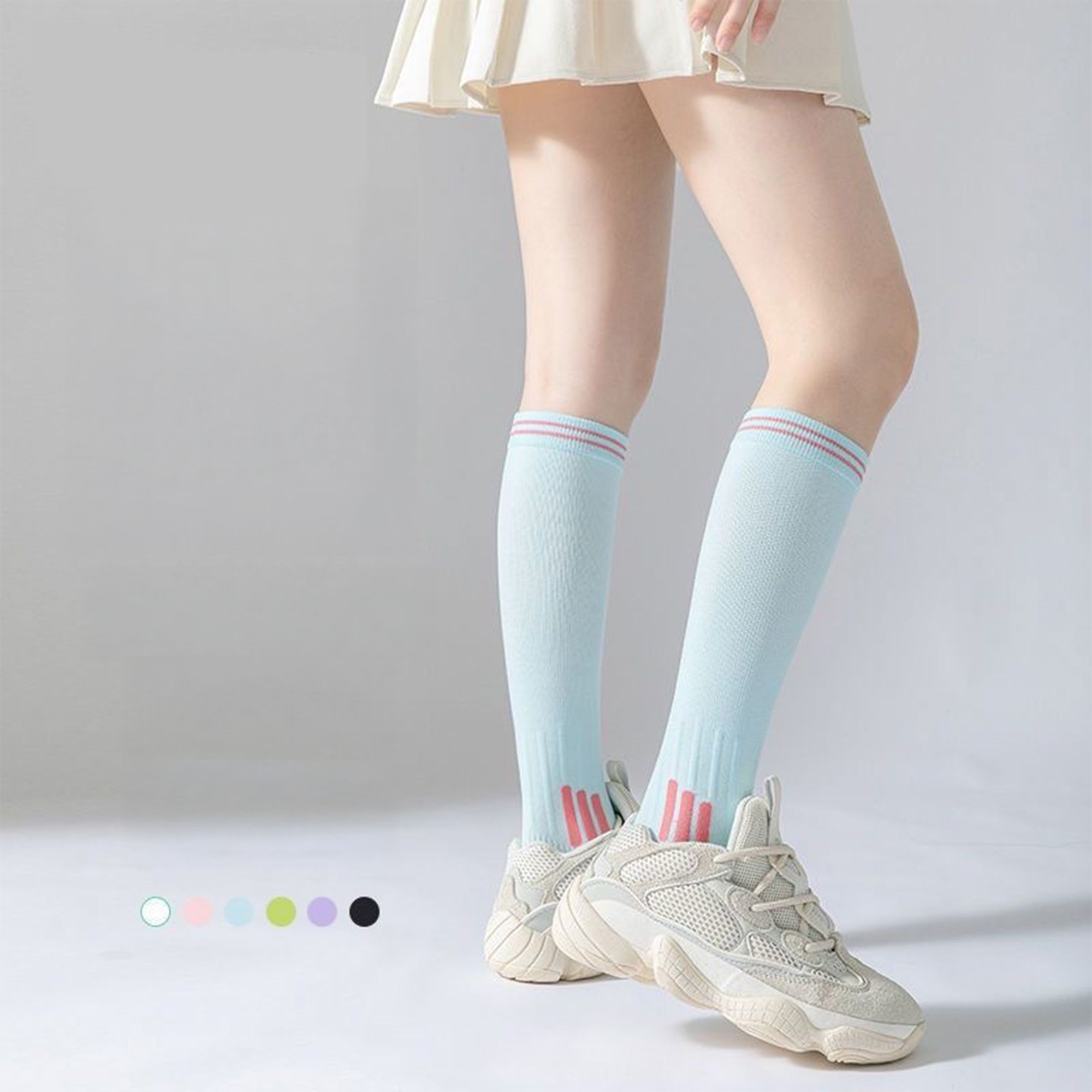 Anna-Kaci 3-Pair Set Knee-High Compression Athletic Socks Breathable Anti-Slip Support Design for Running and Jump Rope