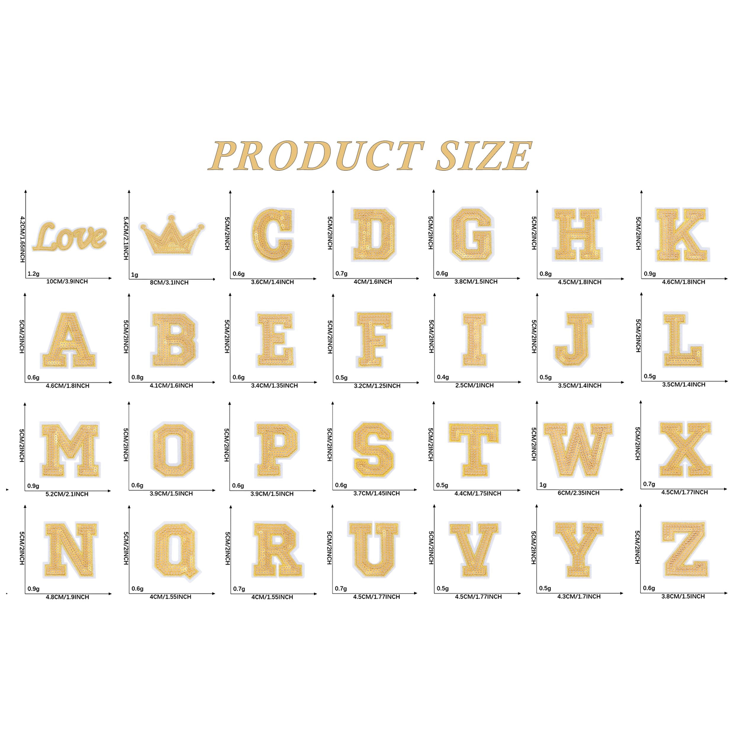 56 PCS Sequin Letter Iron On Patches A-Z Alphabet Varsity Letter Sewing Repair Preppy Glitter Hot-fix for Bag Shoes DIY Supplies