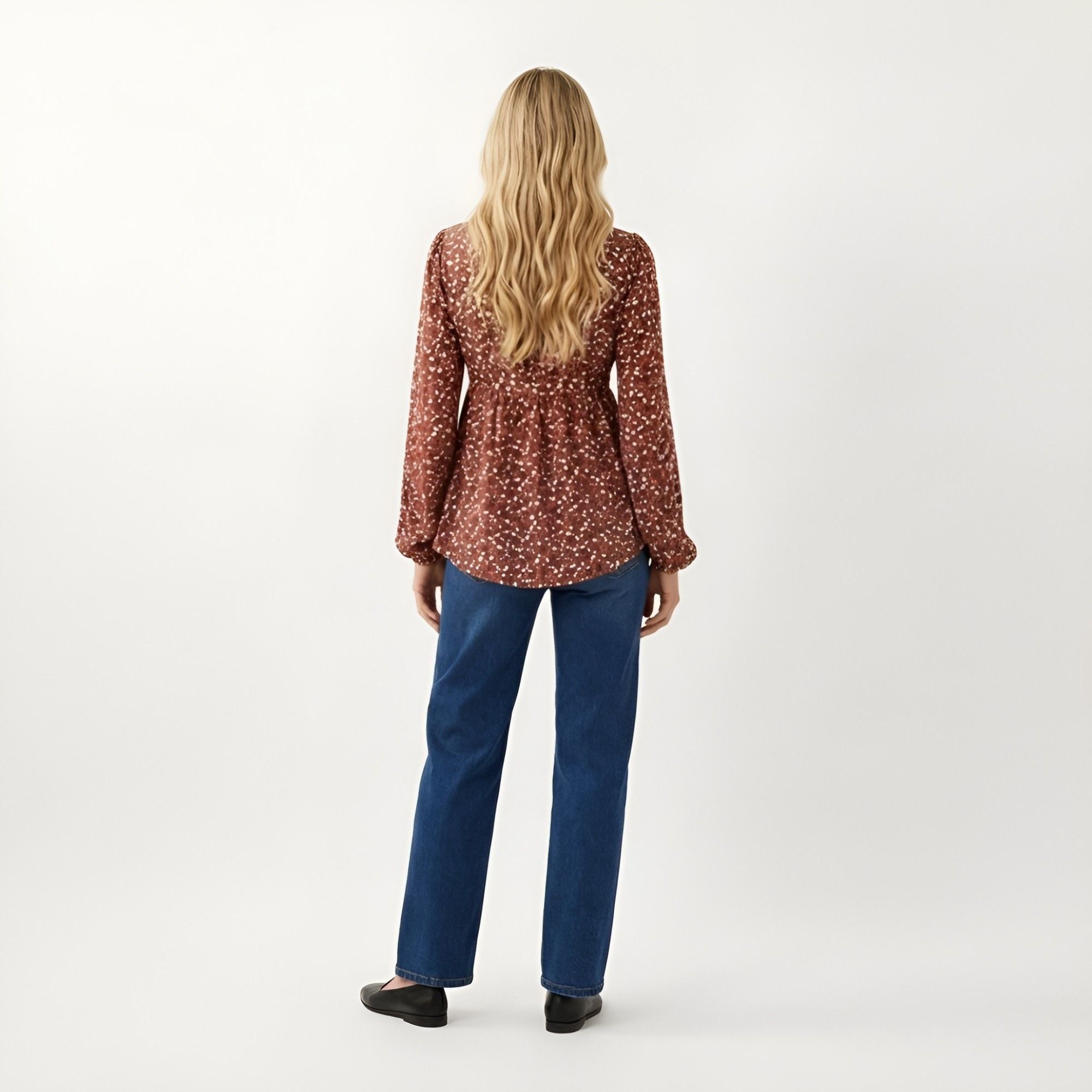 Anna-Kaci Women's Boho Floral Maternity Blouse - Flowy Peplum Long Sleeve Babydoll Top