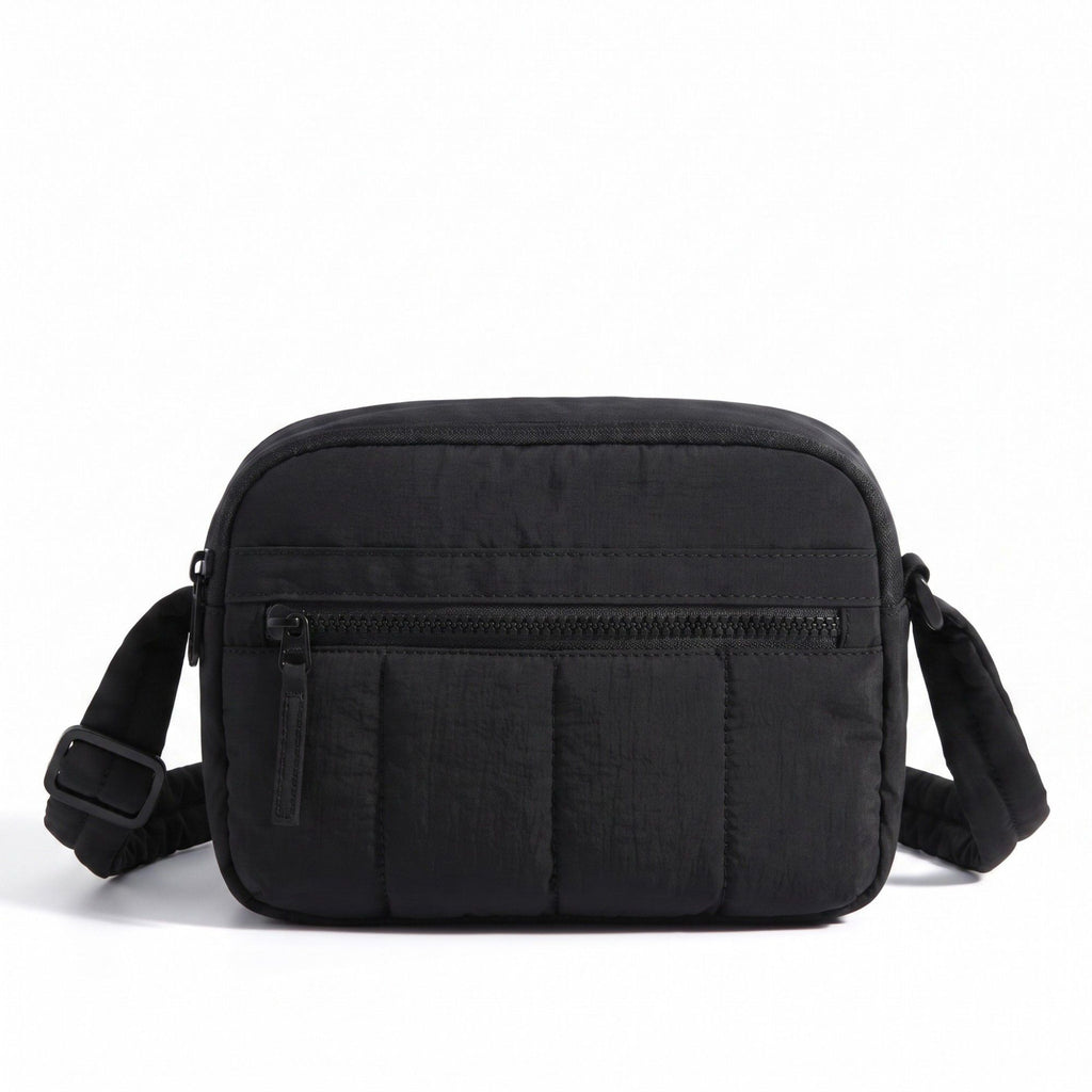 Padded Rectangular Crossbody Bag with Front Zip Pocket and Adjustable Padded Shoulder Strap 8.7x2.8x6.1in