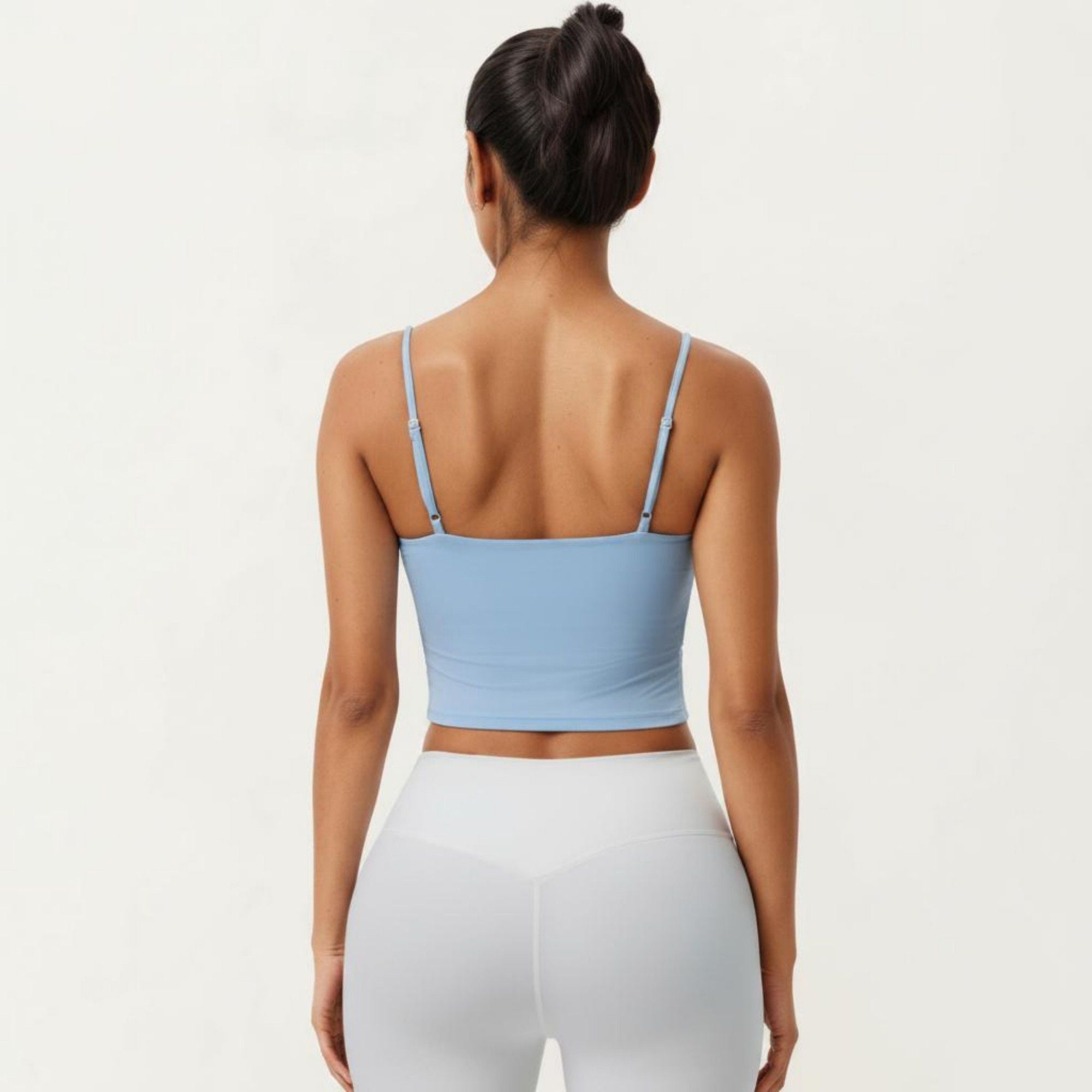 Anna-Kaci Active Women's Longline Cami Sports Bra with Adjustable Straps and Straight Neckline