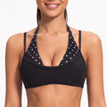 Layered Polka Dot Halter Sports Bra with Slim Straps for Yoga and Everyday Activewear
