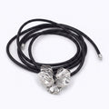 Three-Petal Flower Leather Waist Rope Adjustable Vintage Body Belt Floral Inspired Waist Jewelry 47.2in- Silver