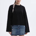Oversized Crewneck Knit Sweater with Flared Sleeves
