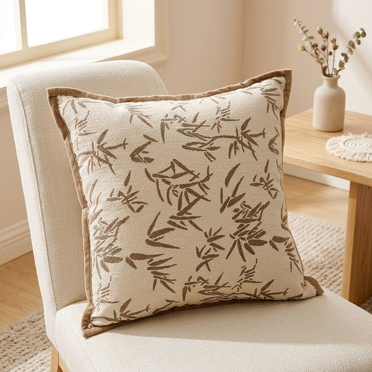 Boho Neutral Textured Accent Throw Pillow Cover