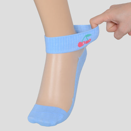 Anna-Kaci Women's Thin Semitransparent No - Show Socks 5pk Non-slip and Sweat-absorbent