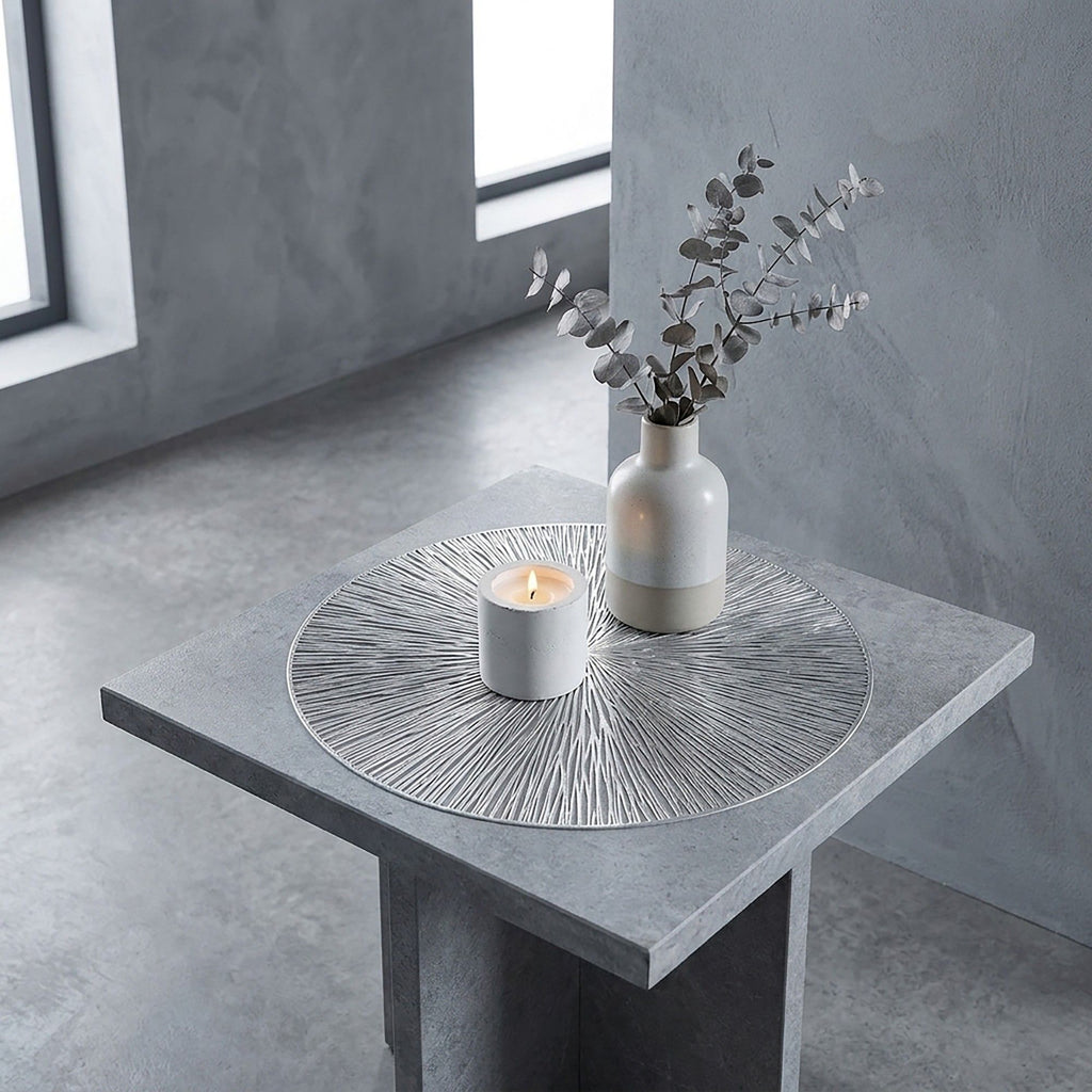4-Pack Metallic Round PVC Placemats Heat Resistant Textured Table Mats